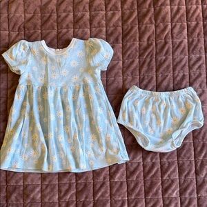 Little Me Blue and White Floral Dress Set